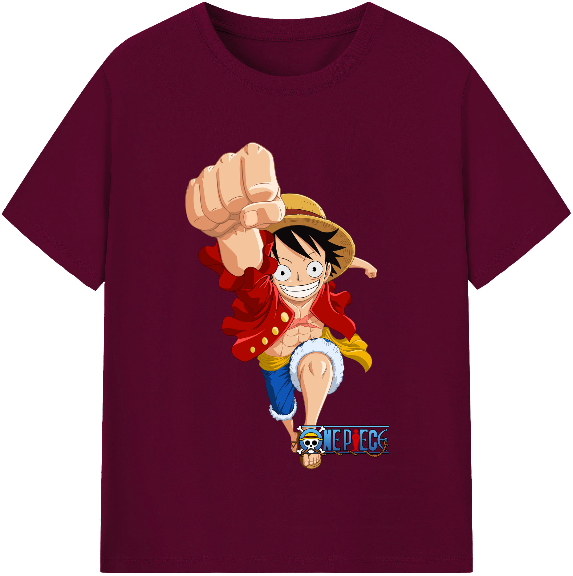 ワンピース モンキー・D・ルフィ ONE PIECE Monkey D. Luffy レディースカジュアルプリントTシャツ（綿100％）